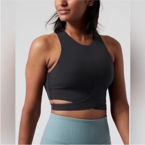 NWT Athleta Cut Out Fitness Crop Top, XS, Black
